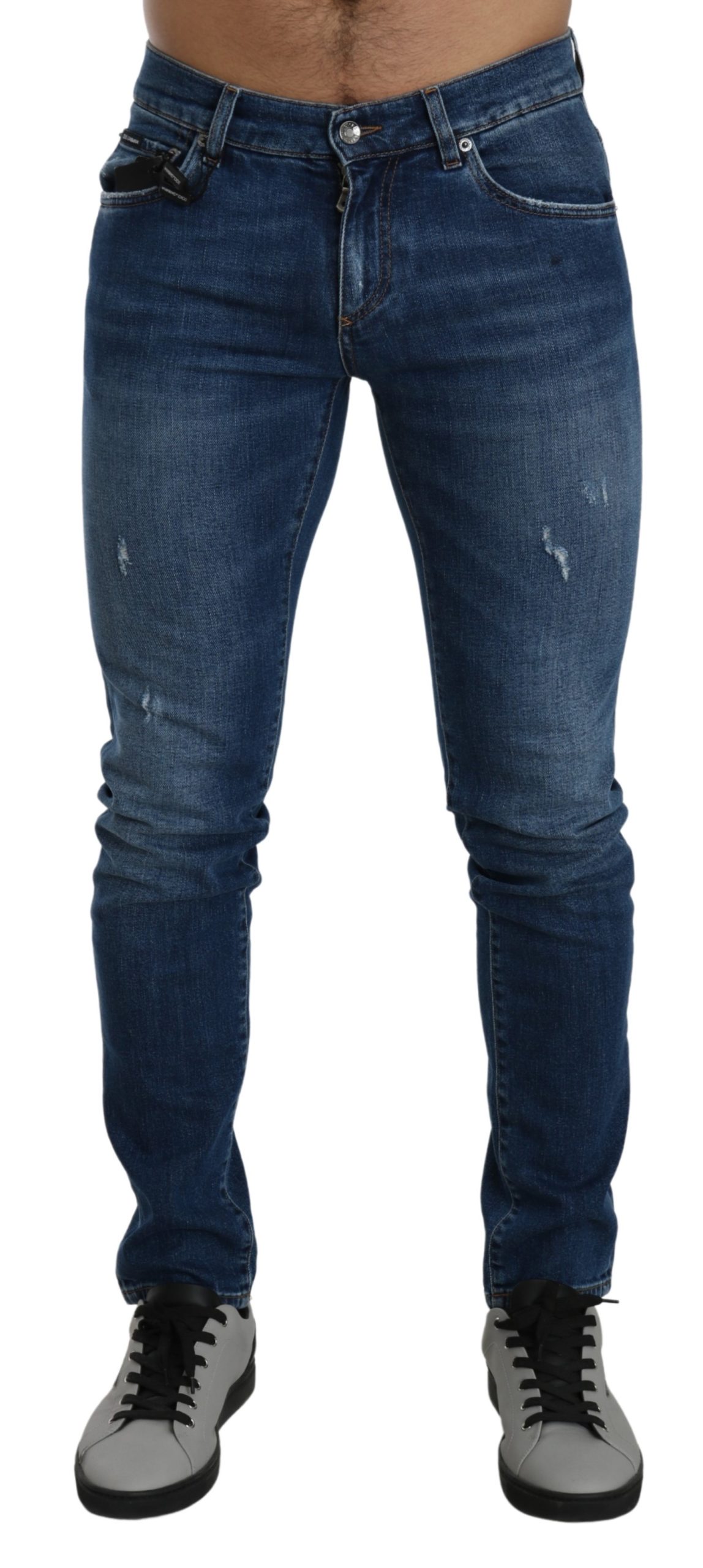 Dolce & Gabbana Men's Denim Logo Stretch Slim Jeans Blue PAN71406 - IT46 | M