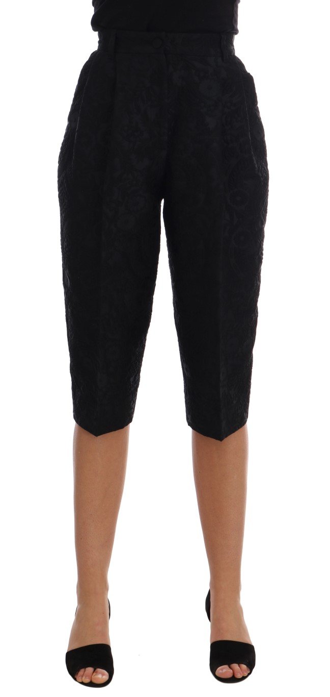 Dolce & Gabbana Women's Brocade High Waist Capri Shorts Black BYX1226 - IT36|XXS
