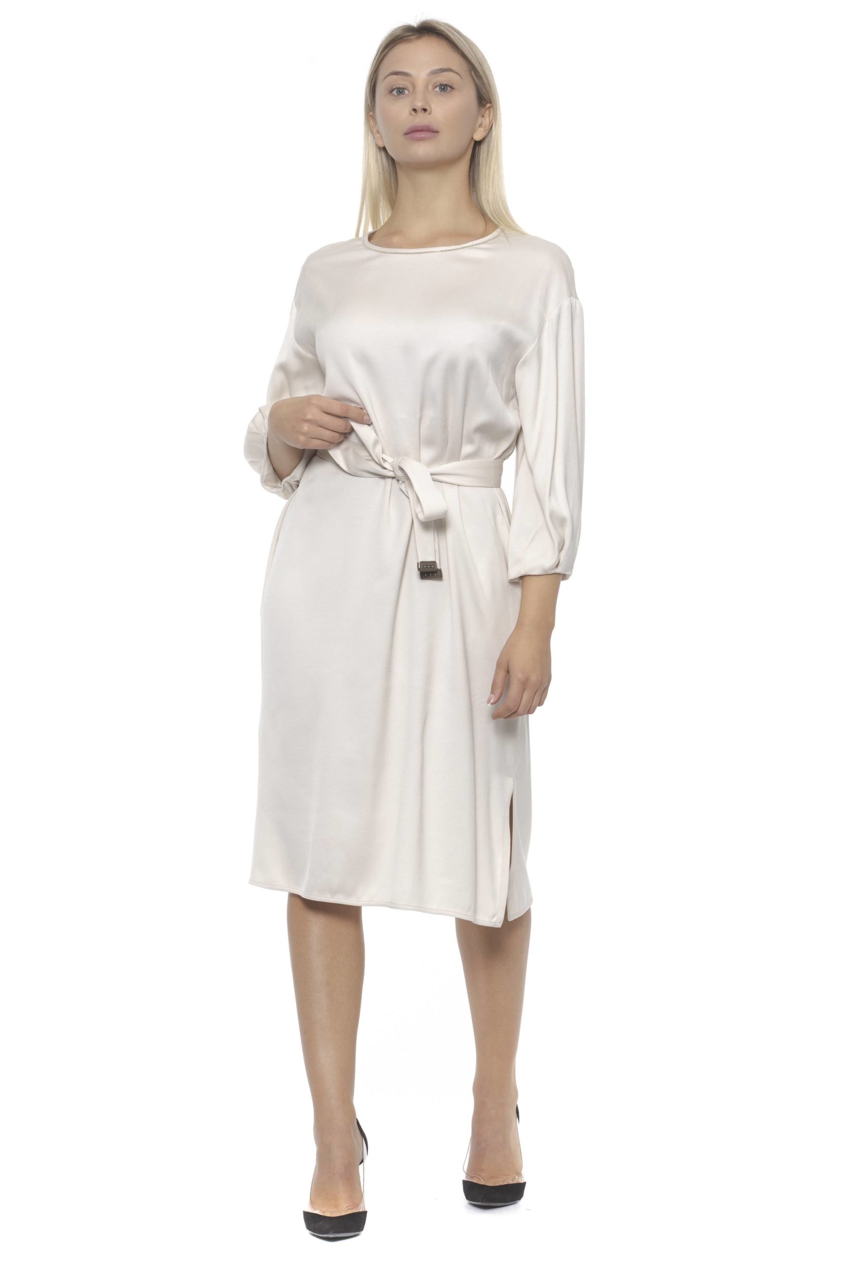 Peserico Women's Bianco Dress Beige PE1383166 - IT42 | S