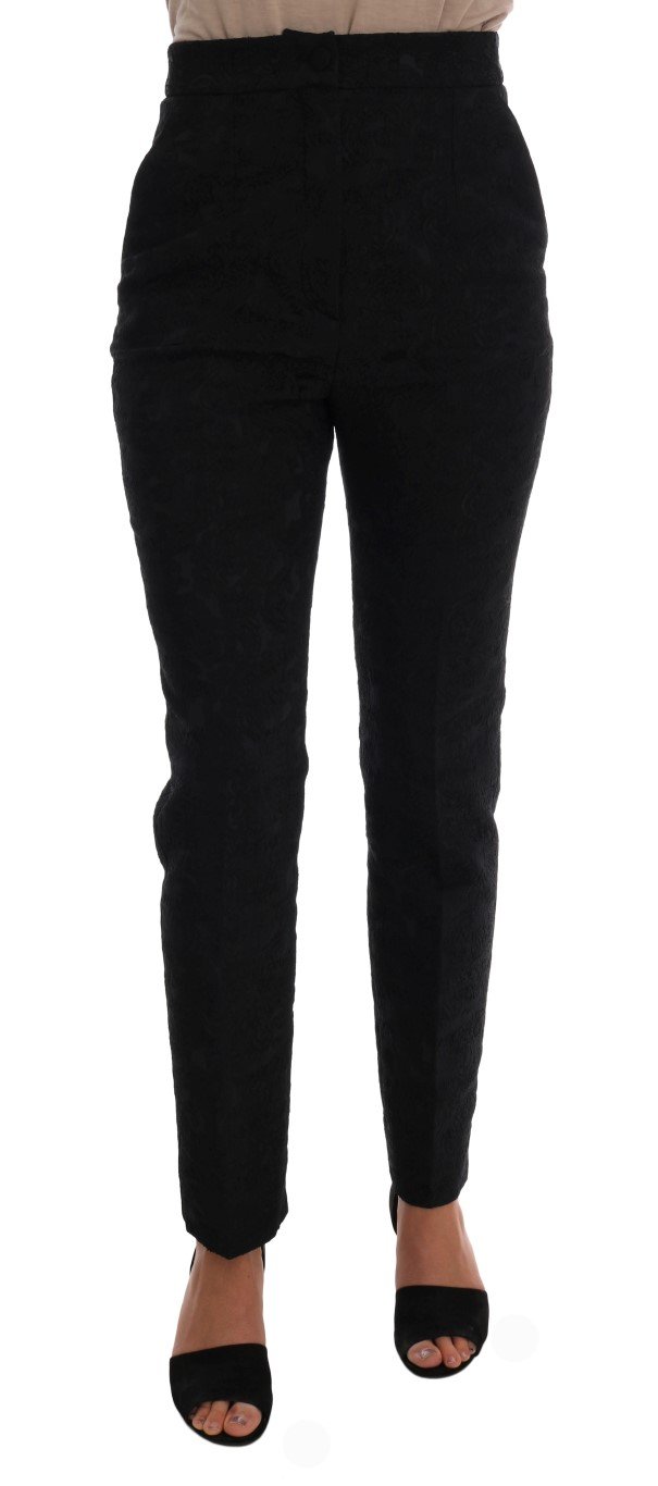Dolce & Gabbana Women's Floral Brocade High Waist Trouser Black BYX1088 - IT40|S