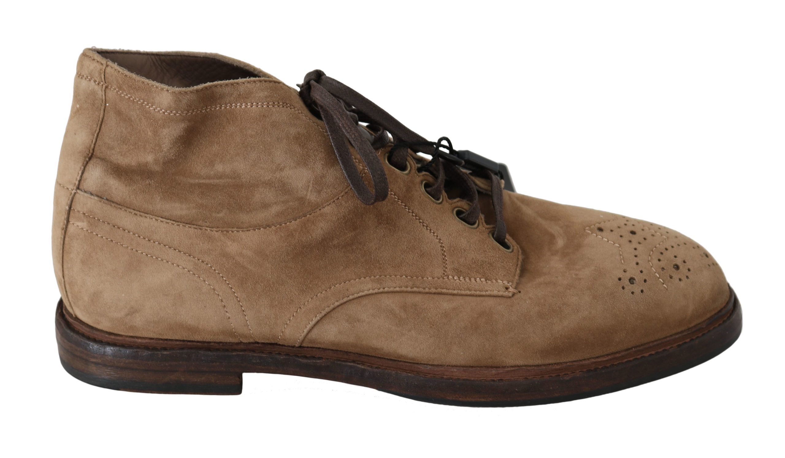 Dolce & Gabbana Men's Brogue Derby Boots Beige MV2589-40 - EU40/US7