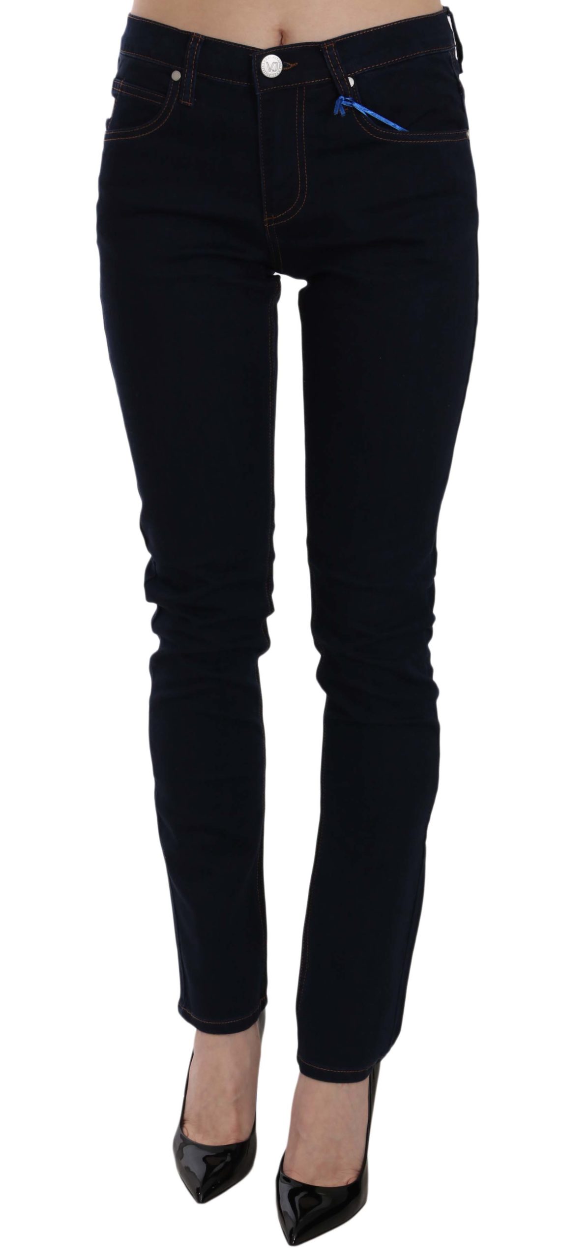 Versace Jeans Women's Slim Fit Stretch Cotton Denim Trouser Black PAN61004 - W30