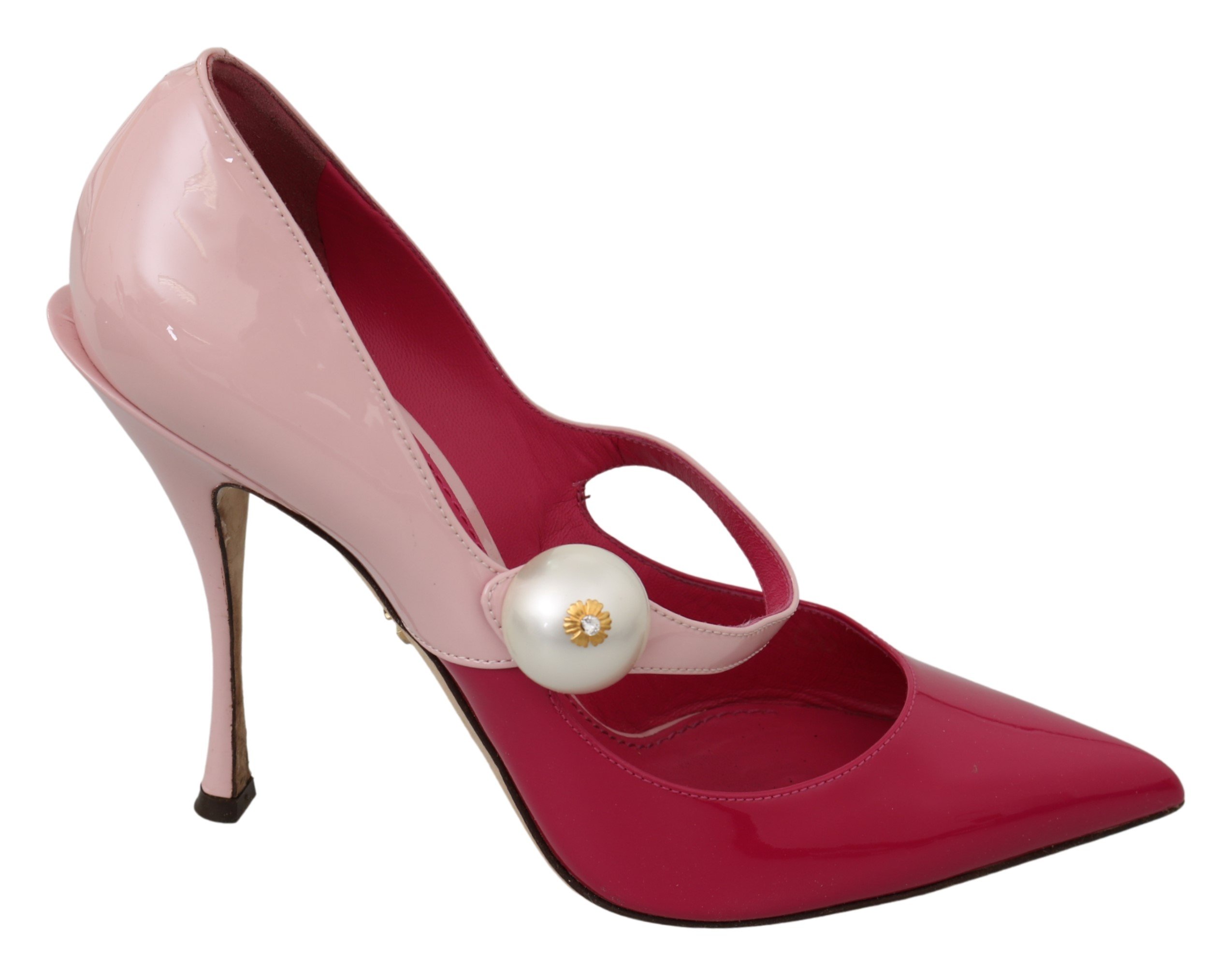 Dolce & Gabbana Women's Leather High Mary Jane Heels Pink LA7136 - EU39/US8.5