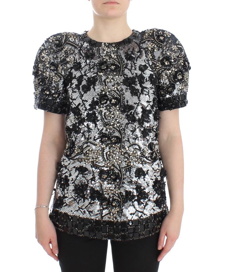 Dolce & Gabbana Women's Crystal Runway Top Silver SIG12481-1 - IT38|XS