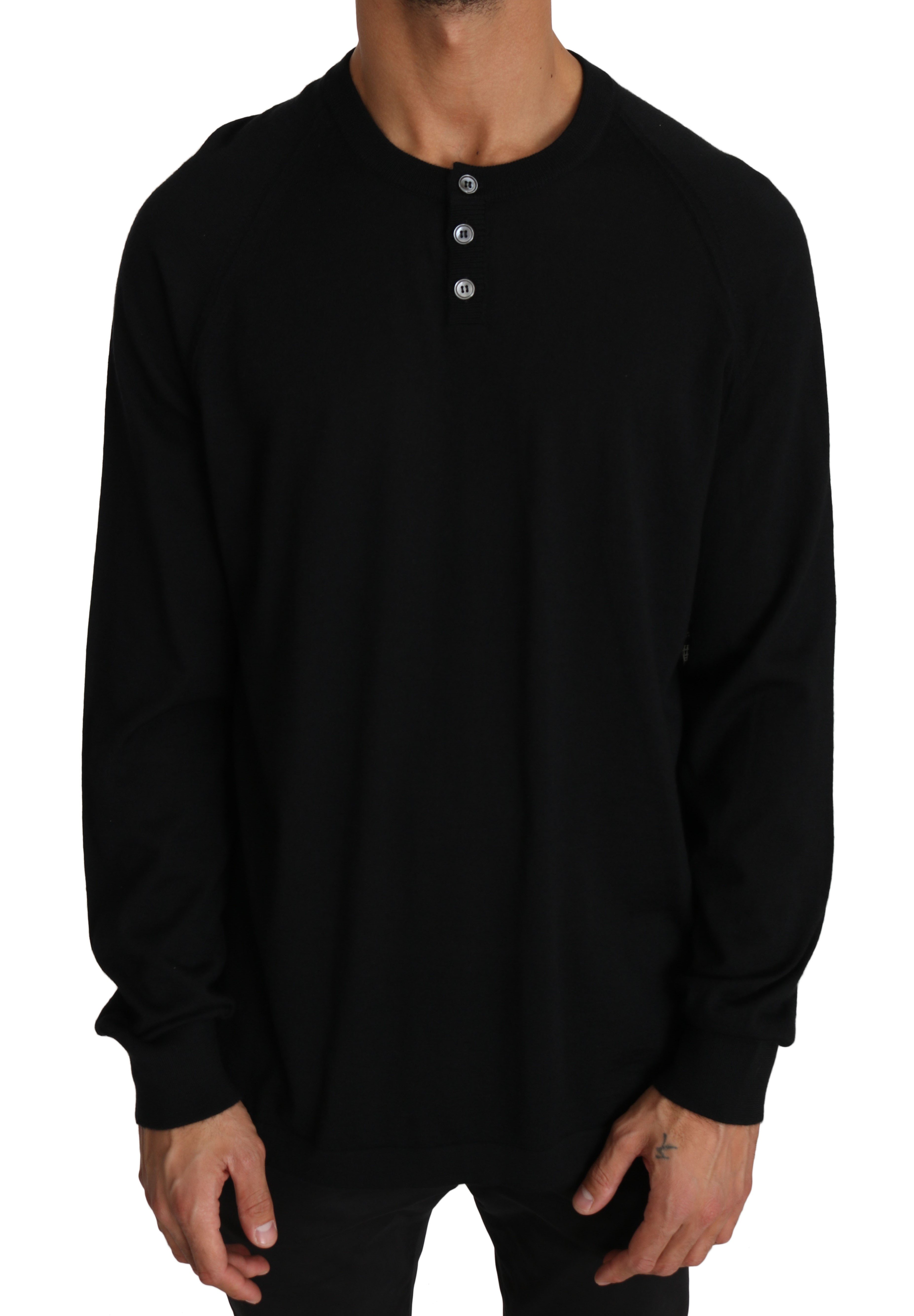 Dolce & Gabbana Men's Cashmere Music Print Pullover Sweater Black TSH2629 - IT54 | XXL