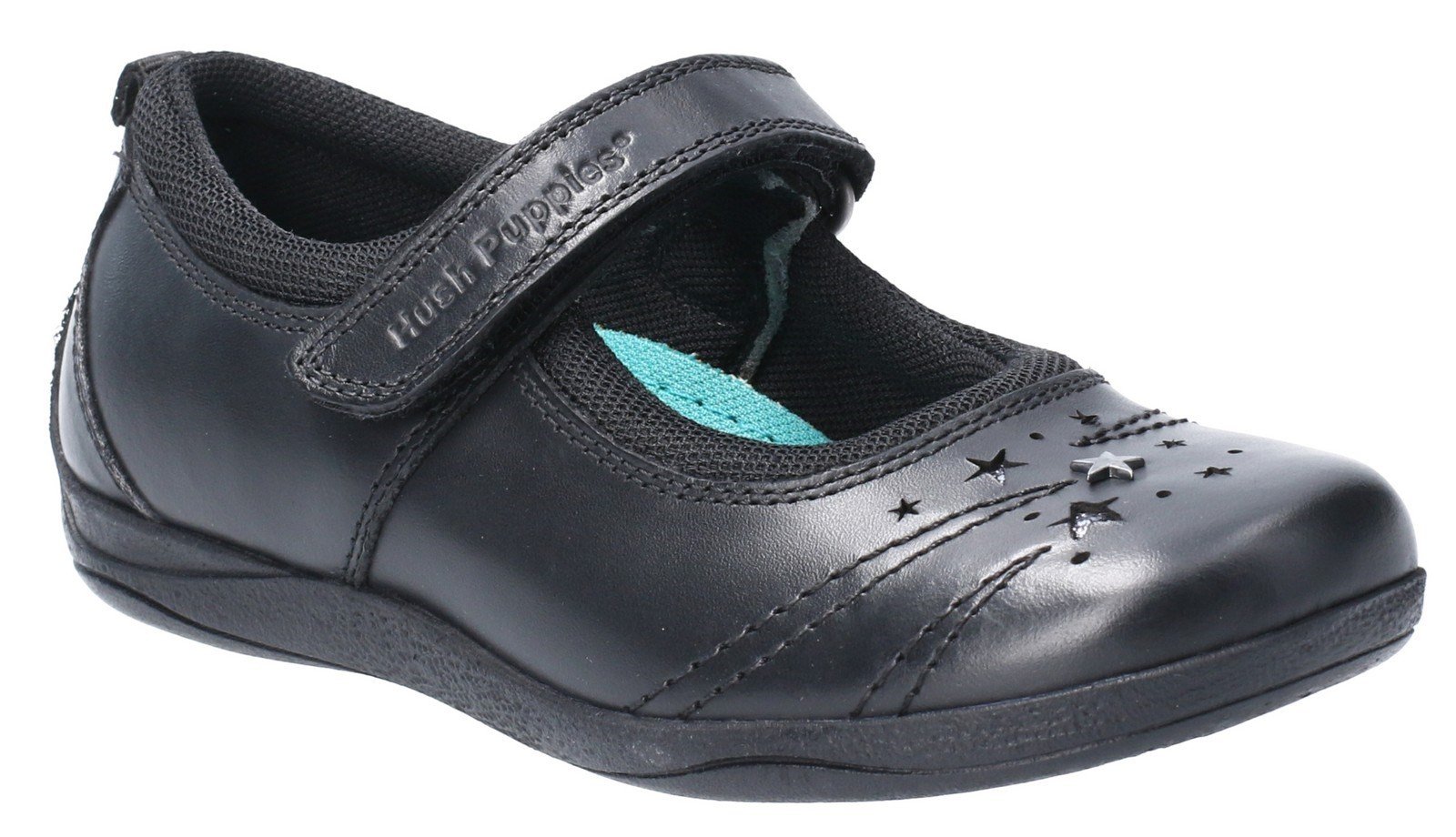 Hush Puppies Kid's Amber Snr Touch Fastening School Shoe Black 28980 - Black 3 UK