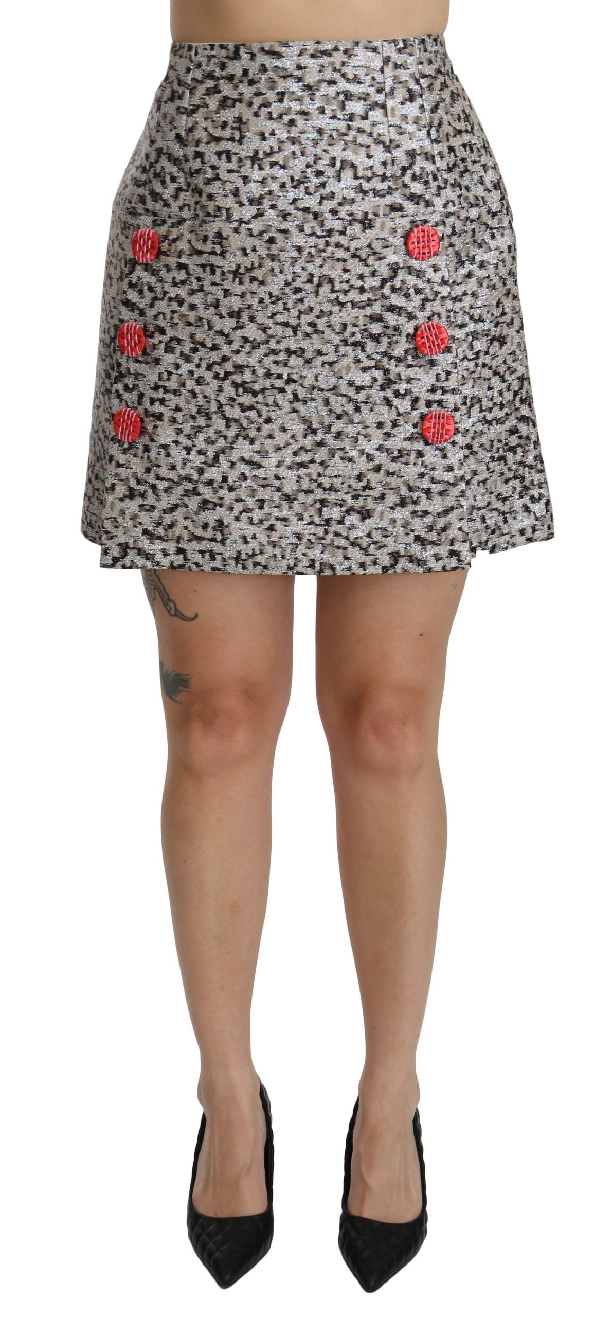 Dolce & Gabbana Women's Pattern A-line High Waist Skirt Black SKI1358 - IT36 | XS