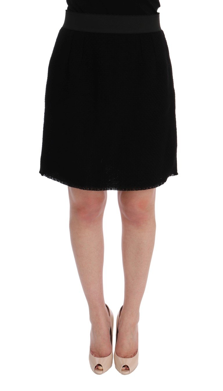 Dolce & Gabbana Women's Wool Above Knees Skirt Black SIG60141 - IT46|XL