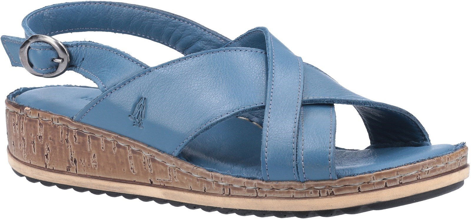 Hush Puppies Women's Elena Cross Over Wedge Sandal Various Colours 30221 - Blue 3