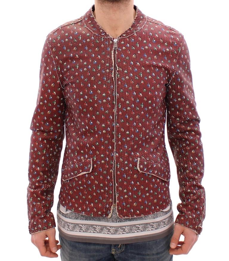 Dolce & Gabbana Men's Leather Boxer Print Jacket Bordeaux GSD12728 - IT48 | M