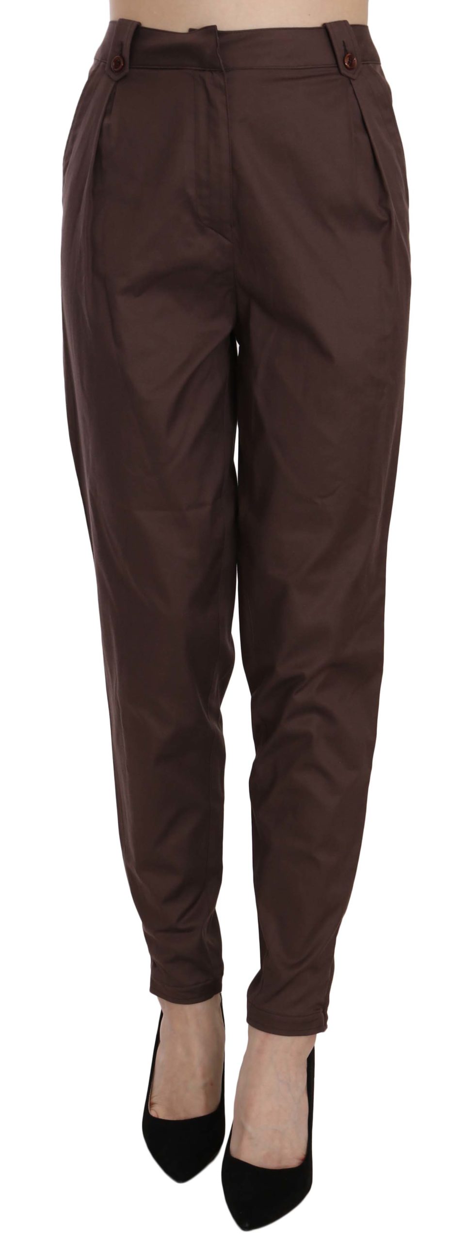 Just Cavalli Women's High Waist Tapered Trouser Brown PAN70332 - IT40|S