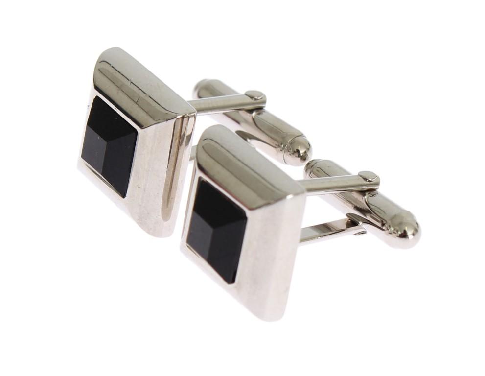 Dolce & Gabbana Men's Brass Stone Cufflinks Silver SIG31511