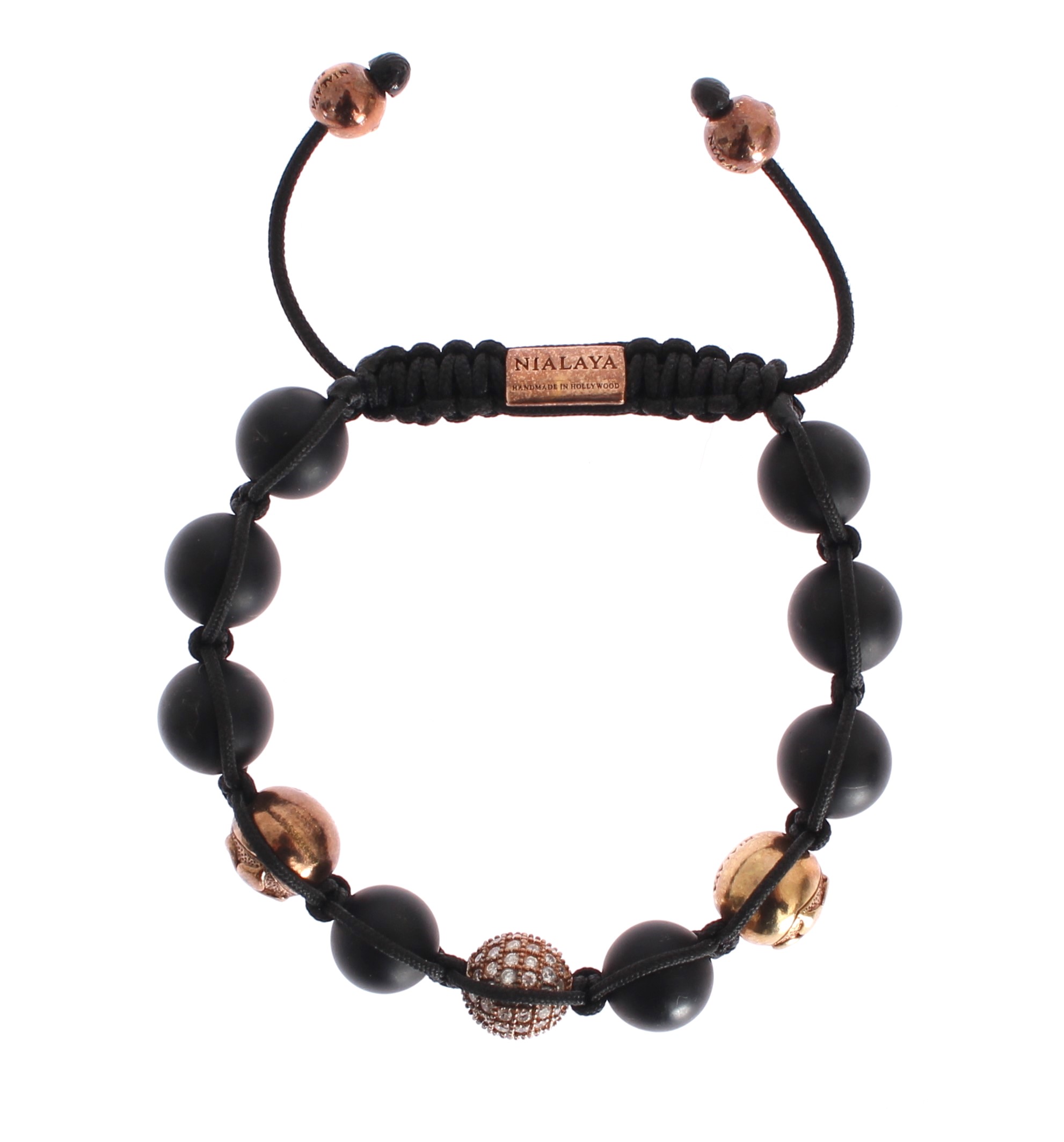 CZ Onyx Pink Gold 925 Bracelet - M