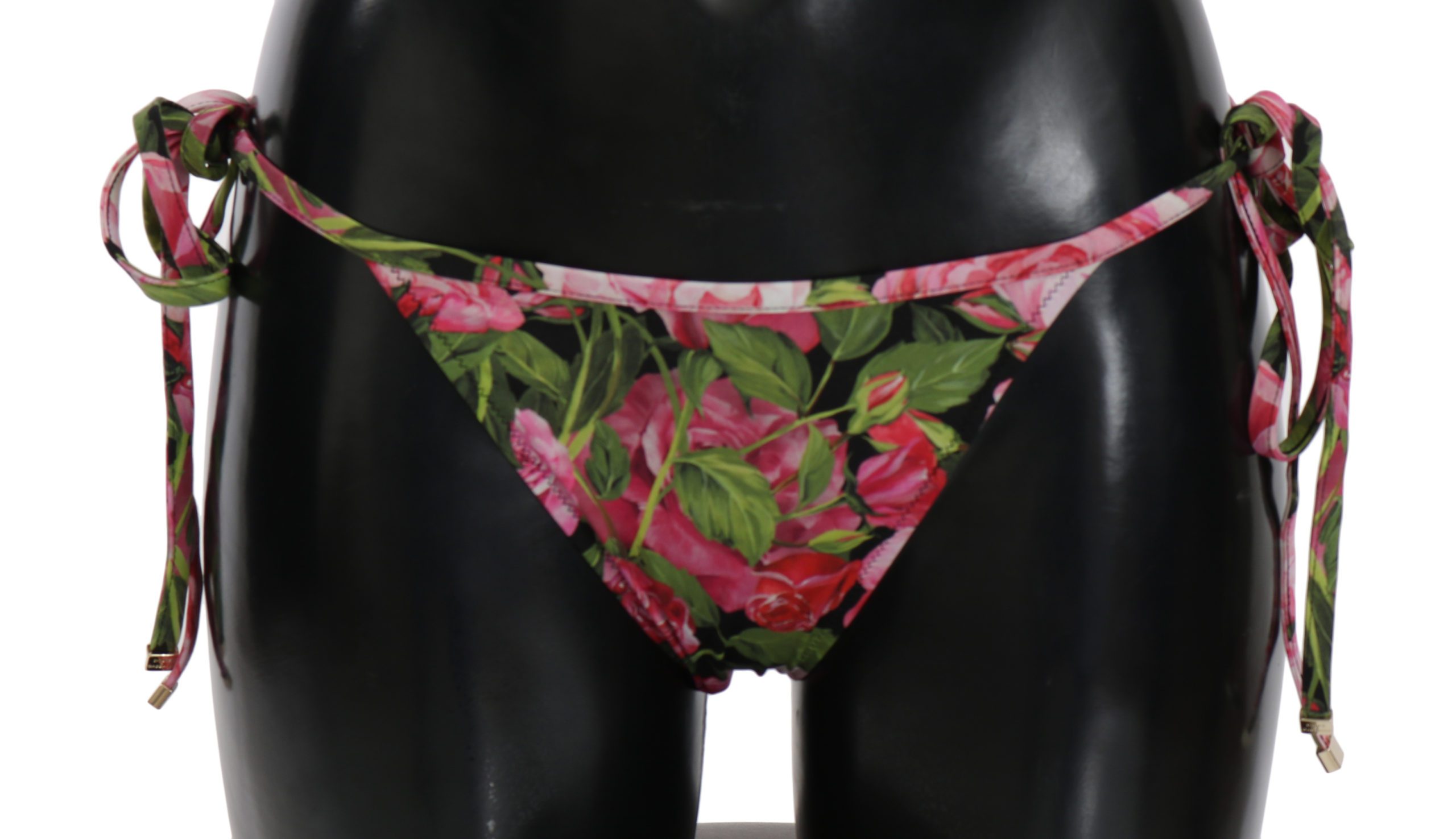 Dolce & Gabbana Women's Pink Rose Print Bottom Bikini Black BIK639 - IT4 | L