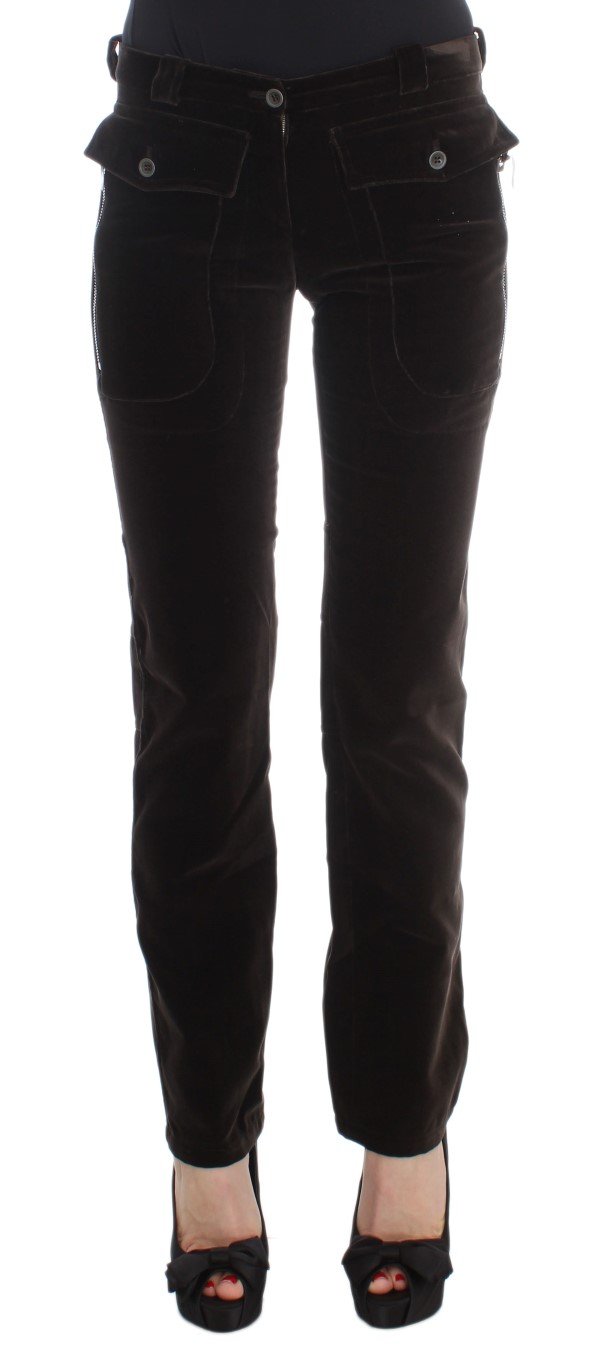 Ermanno Scervino Women's Zippers Slim Fit Trouser Brown SIG30404 - IT40|S