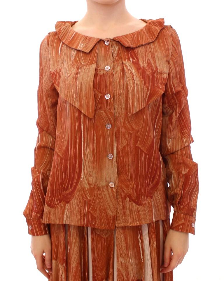 Licia Florio Women's LS Button Front Top Orange MOM10105 - IT42|M
