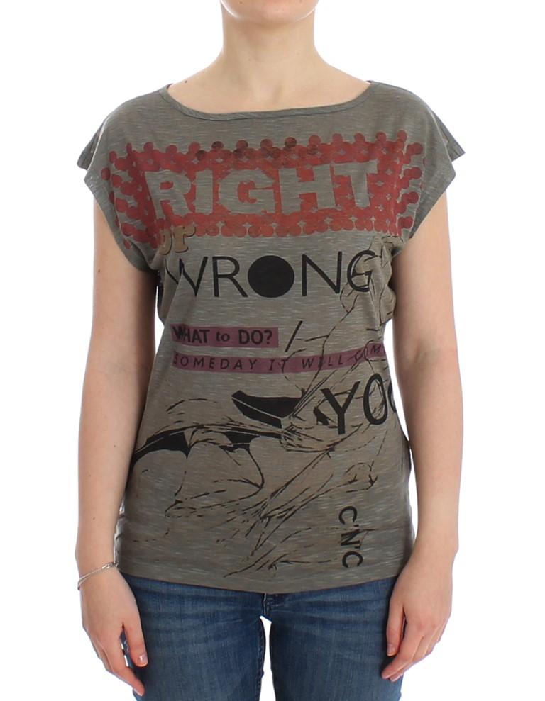 Costume National Women's Print Capsleeve T-Shirt Gray SIG12532 - M
