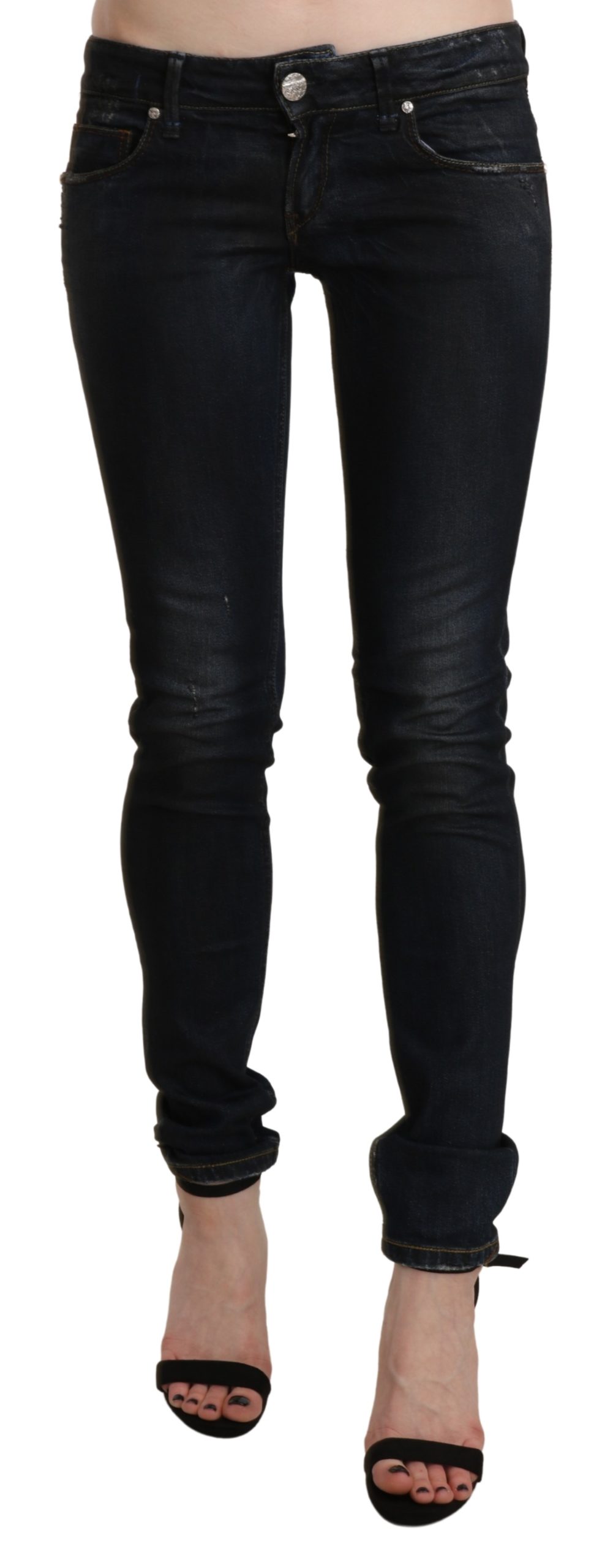 Black Washed Low Waist Skinny Denim Jeans - W26