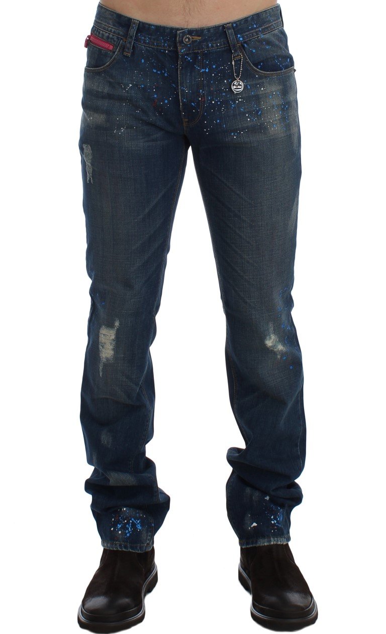 Costume National Men's Wash Paint Slim Fit Jeans Blue SIG17947 - W34