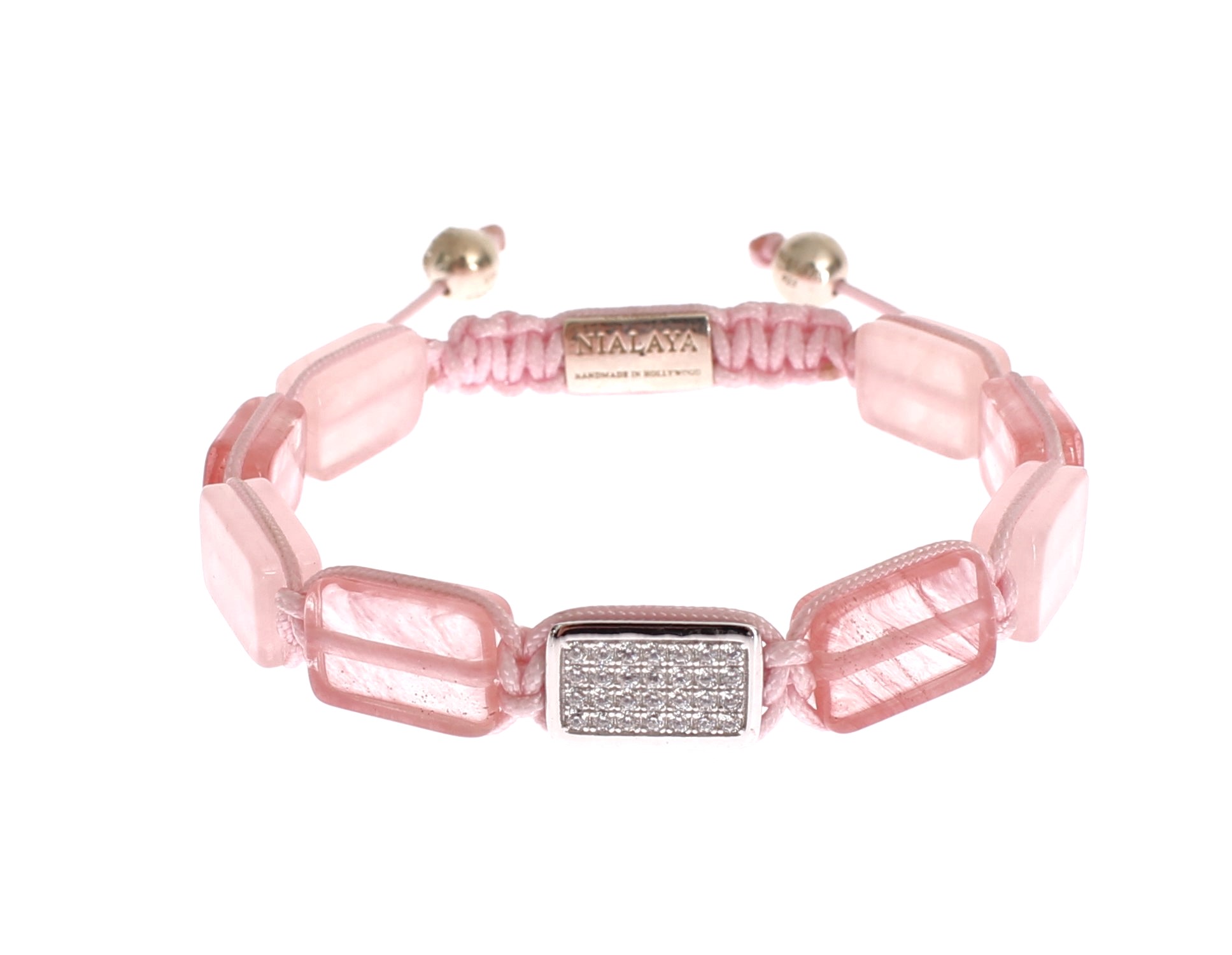Nialaya Women's CZ Quartz 925 Silver Bracelet Pink NIA20254 - M
