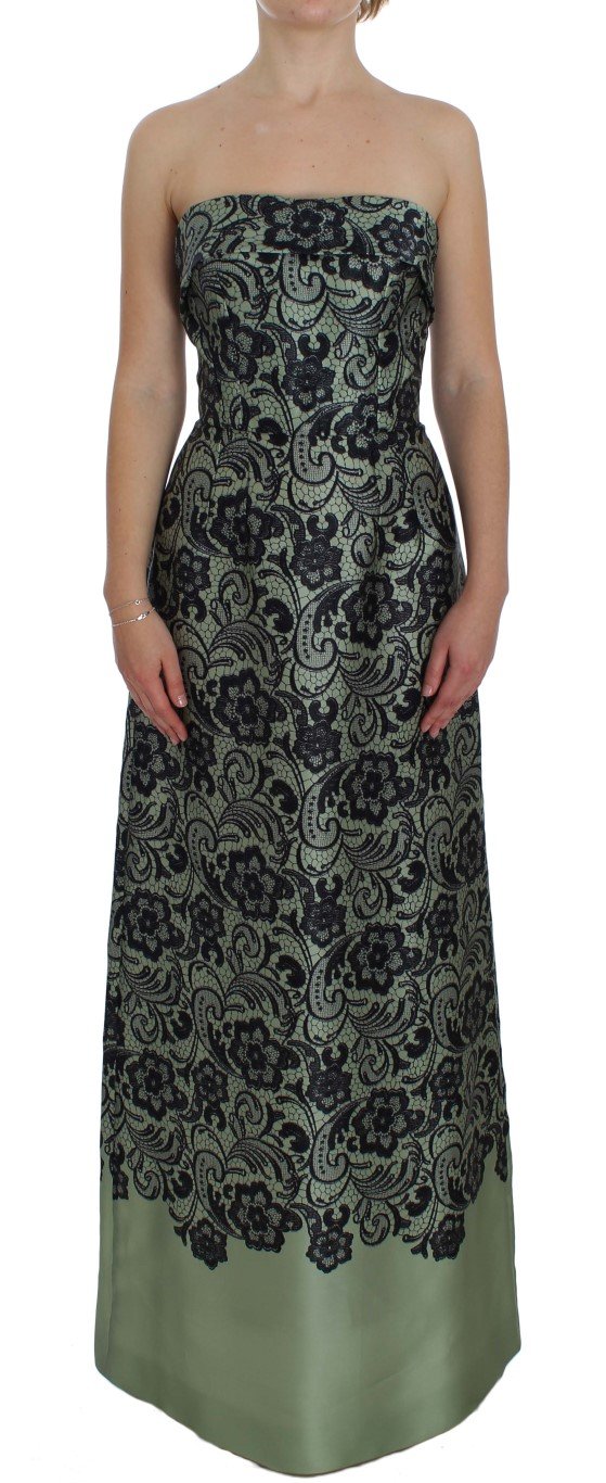 Dolce & Gabbana Women's Floral Lace Silk Corset Dress Green NOC10104 - IT40|S