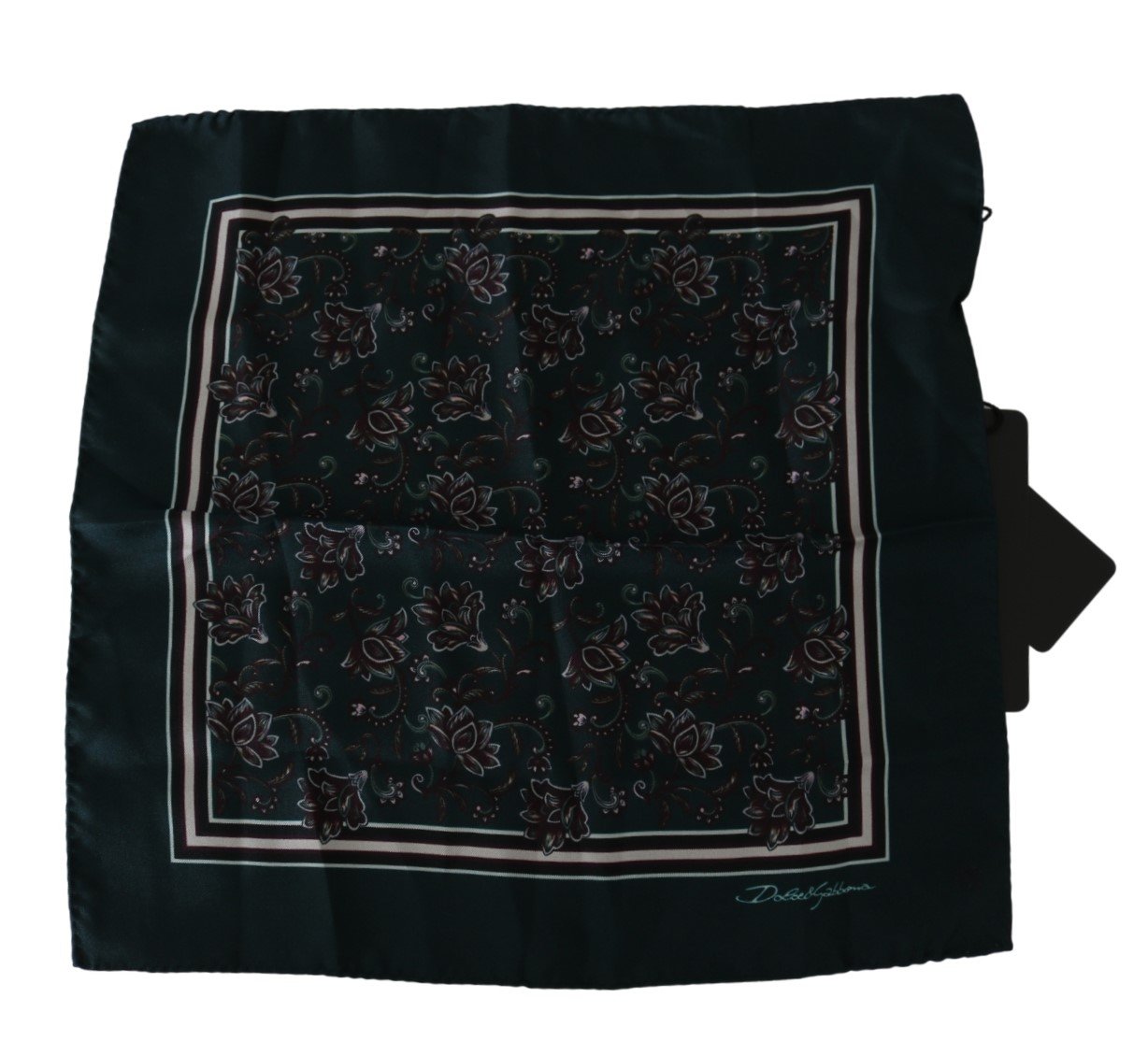 Dolce & Gabbana Men's Floral Handkerchief Silk Scarf Green MS5520