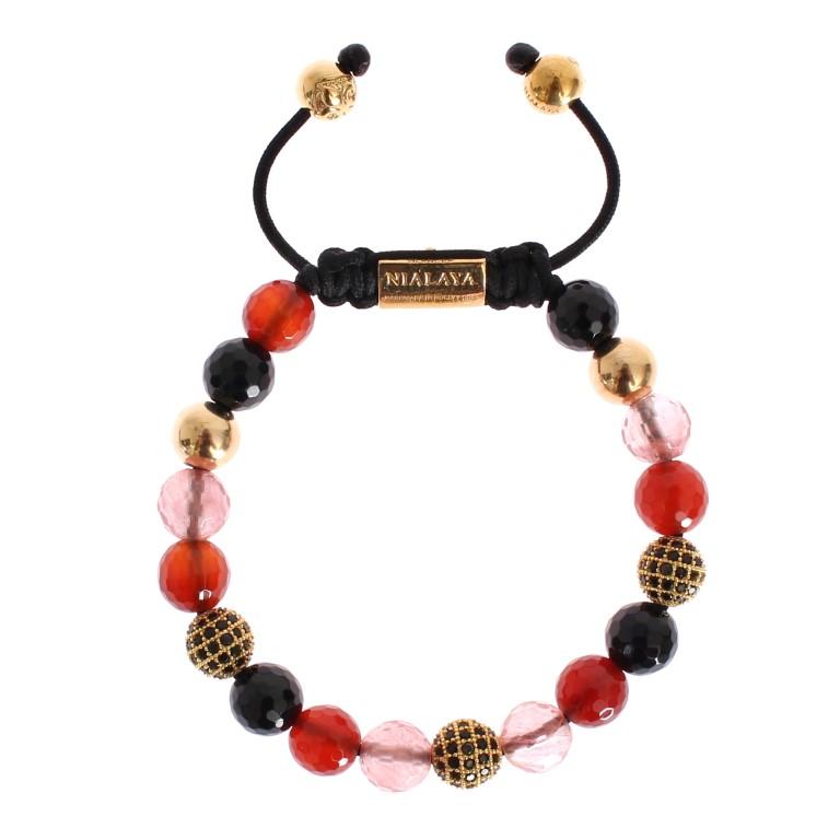 Nialaya Women's CZ Carnelian Agate 14K Gold 925 Bracelet Red NIA20321 - S