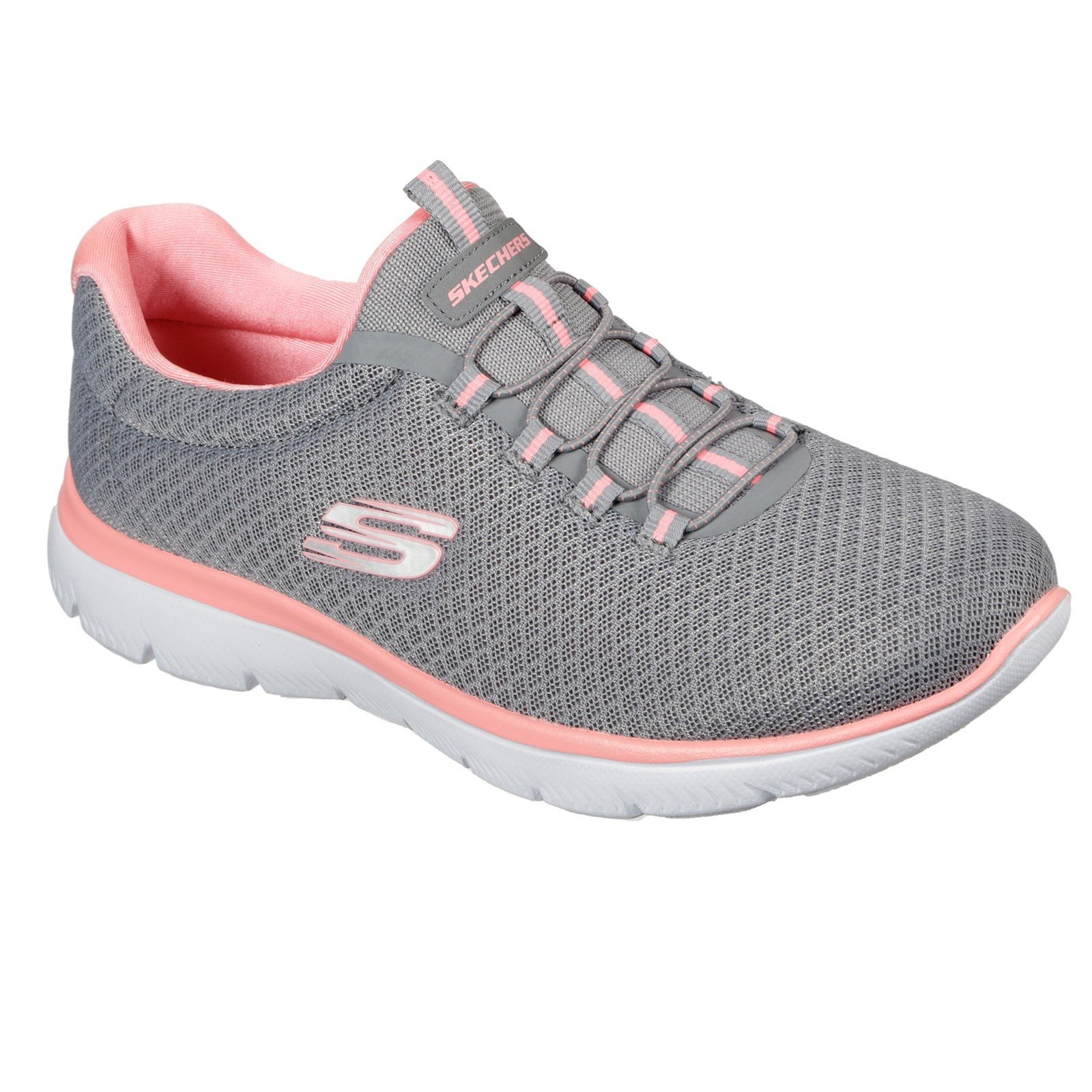 Skechers Women's Summits Slip On Trainer Various Colours 30708 - Grey/Pink 4