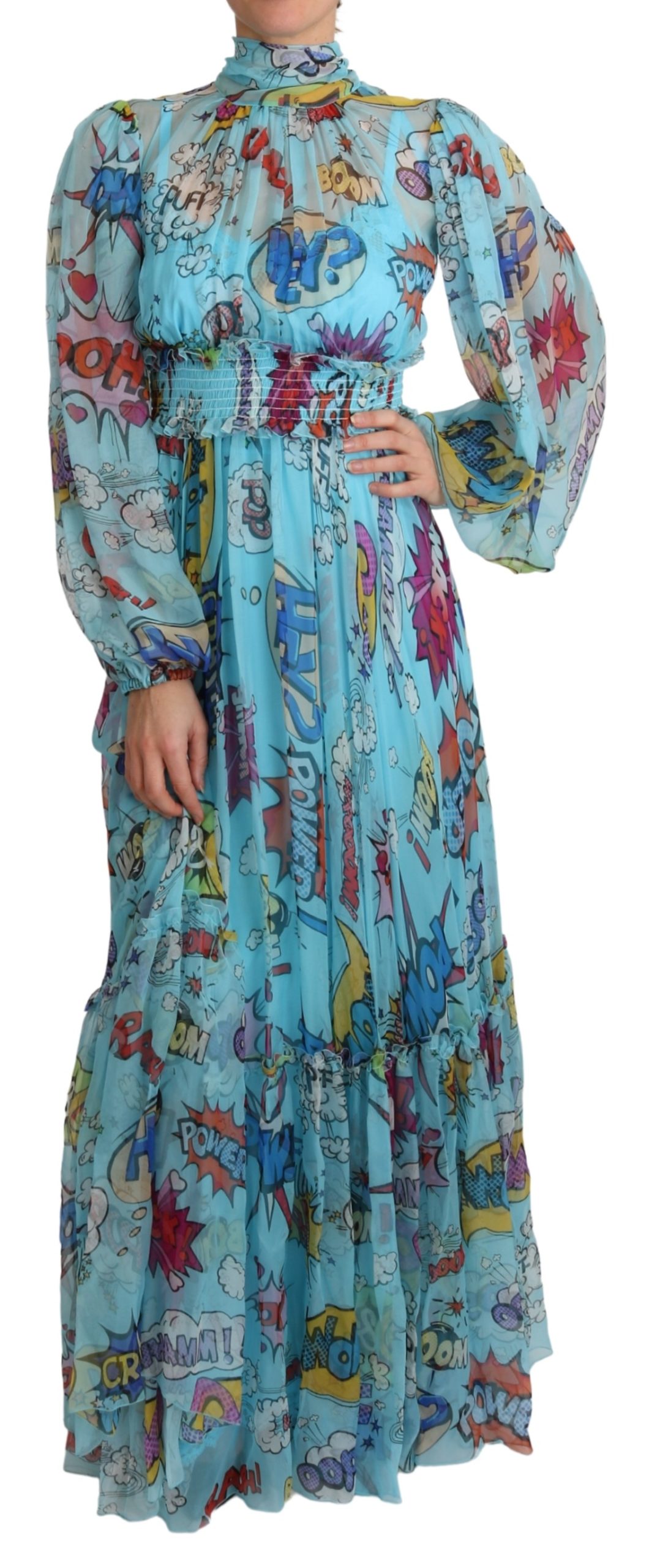 Dolce & Gabbana Women's Cartoon Print Pleated Dress Blue DR2573 - IT38|XS