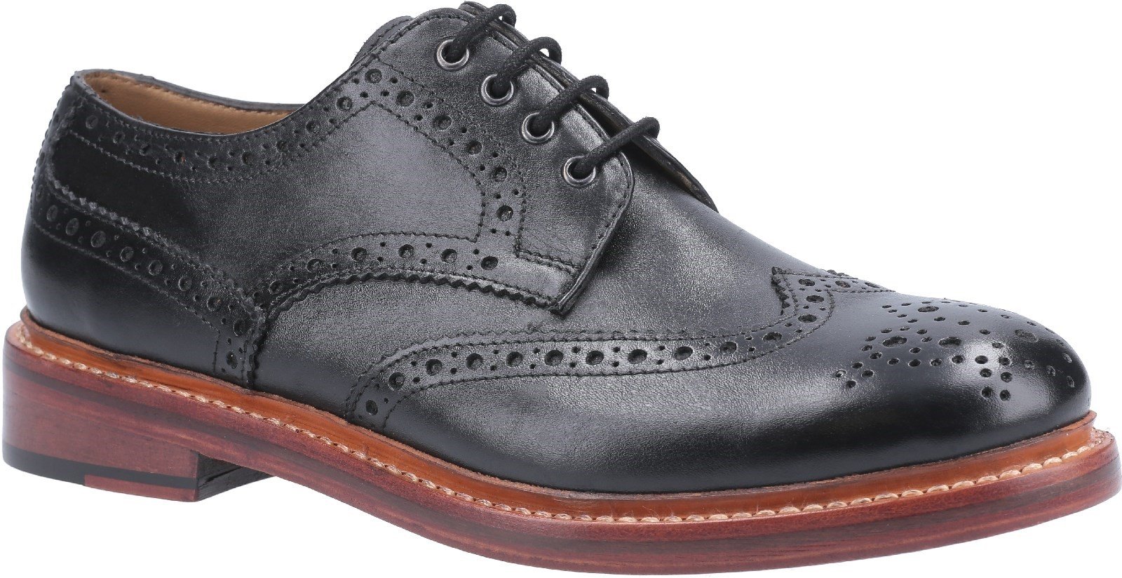 Cotswold Men's Quenington Leather Welt Brogue SHoe Various Colours 29256 - Black 7