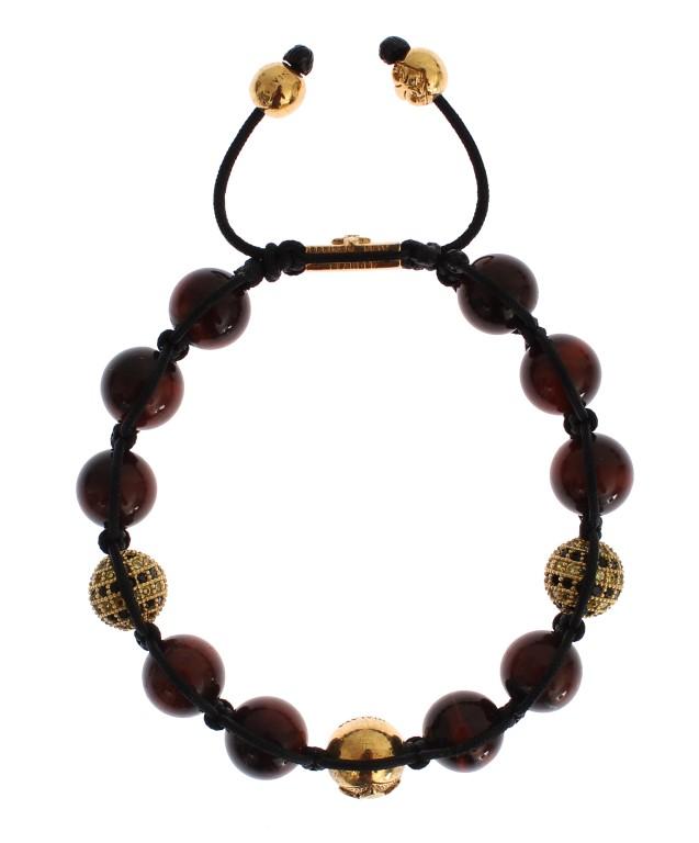Nialaya Women's CZ Red Tigers Eye Gold 925 Bracelet Red SIG19020 - S