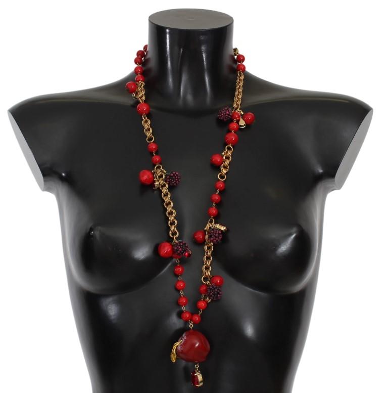 Dolce & Gabbana Women's Apple Fruit Crystal Charms Necklace Red SMY108
