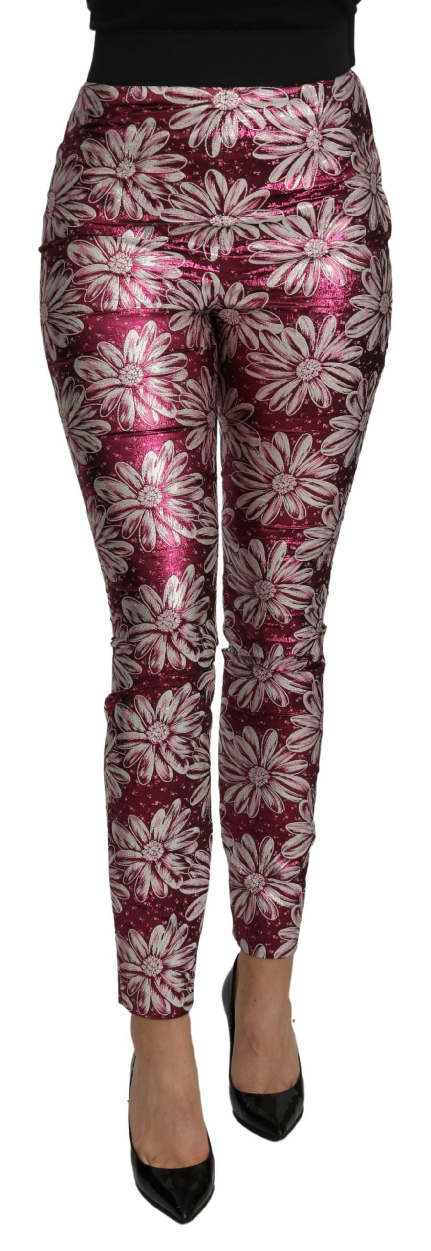 Dolce & Gabbana Women's Floral High Waist Trouser Pink PAN71088 - IT40|S