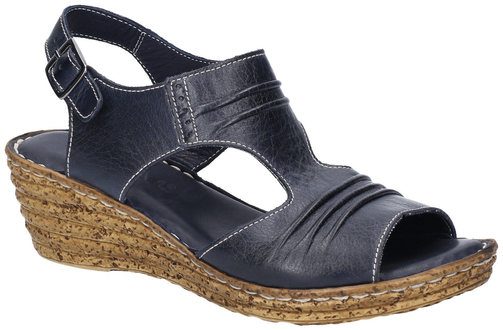 Fleet & Foster Women's Incence Pleated Leather Sandal Various Colours 28272 - Navy 7