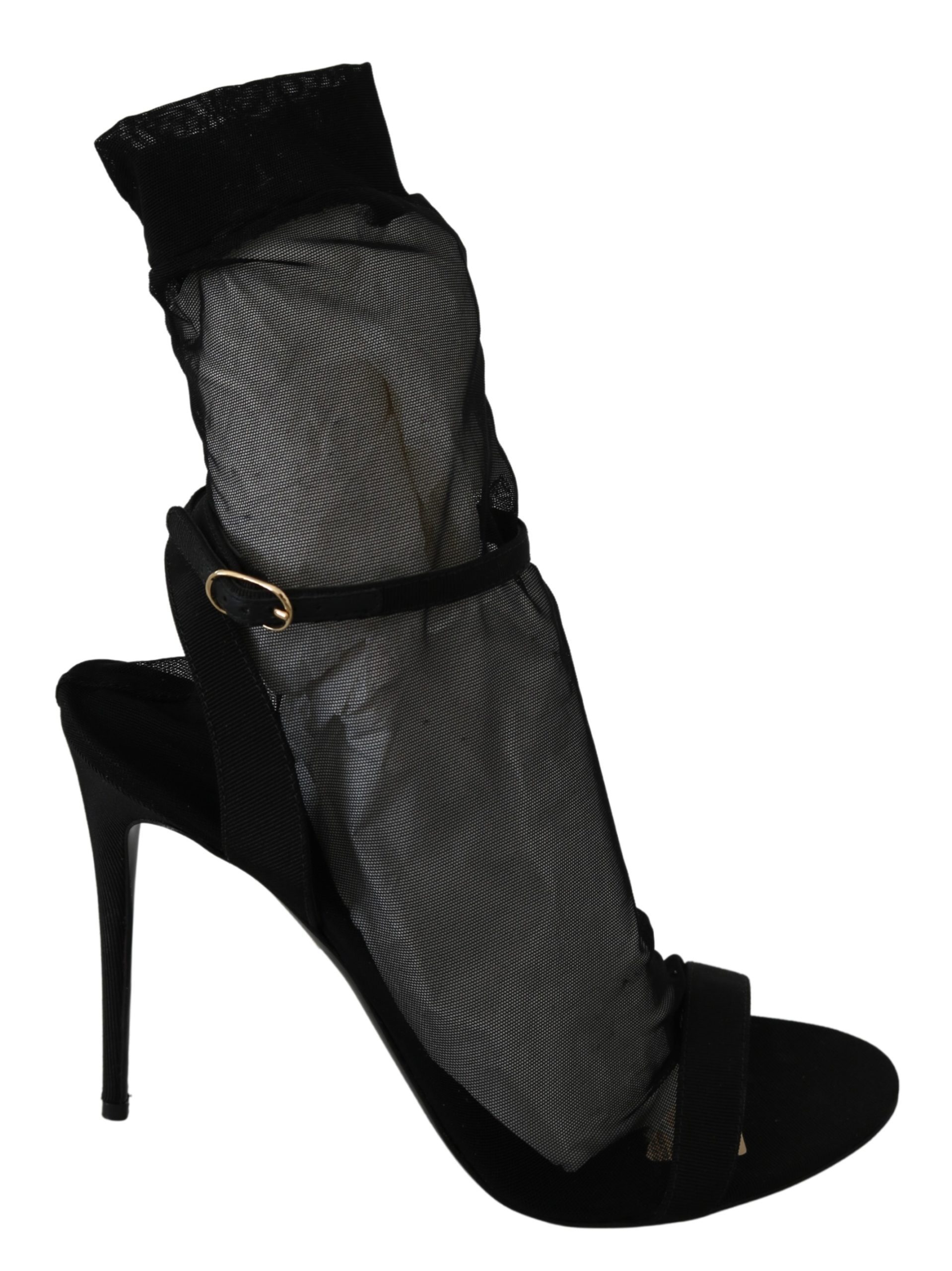 Dolce & Gabbana Women's Tulle Stretch Boots Black LA7346 - EU39/US8.5