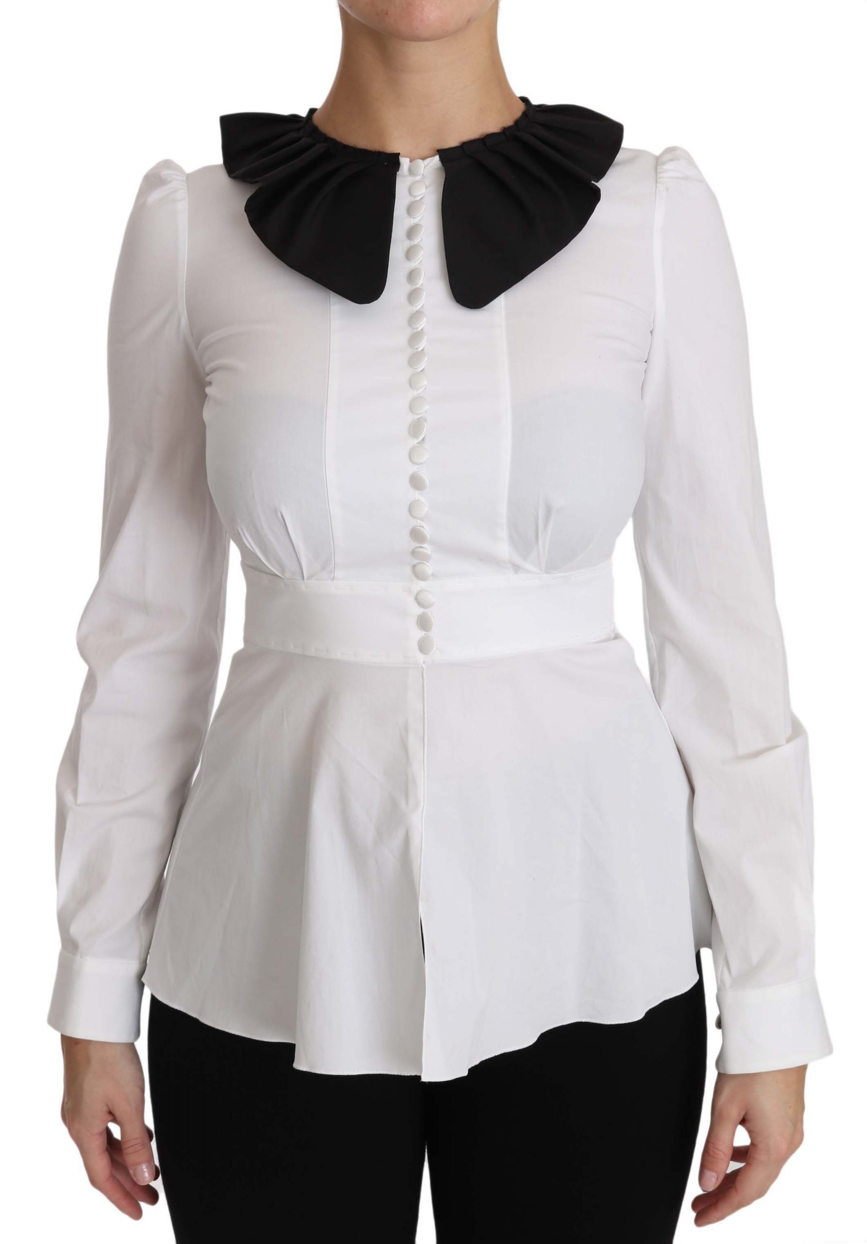 Dolce & Gabbana Women's Collar Longsleeve Tops White TSH2949 - IT36 | XS