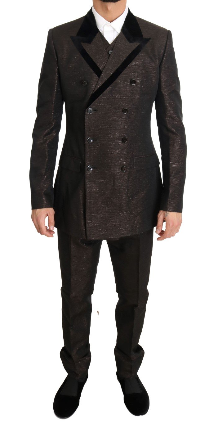 Dolce & Gabbana Men's Double Breasted Slim Fit Suit Brown KOS1099 - IT48 | M