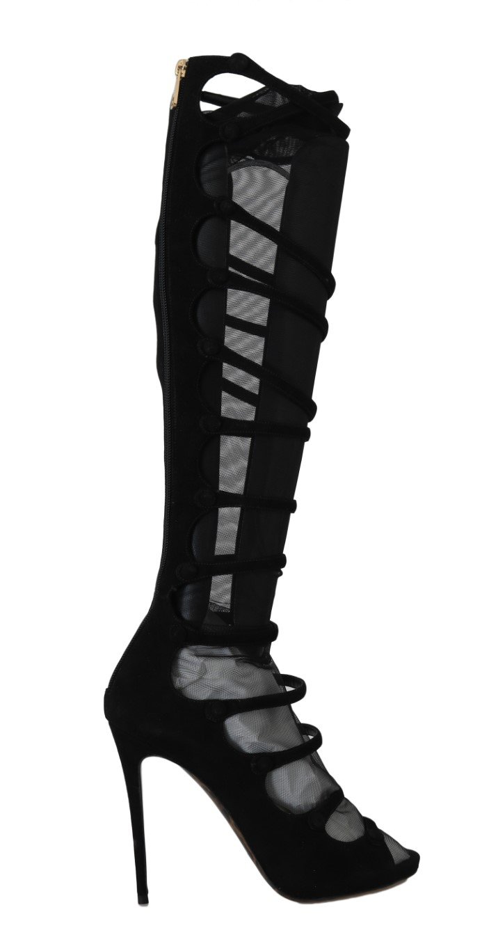 Black Suede Stretch Straps - EU39/US8.5