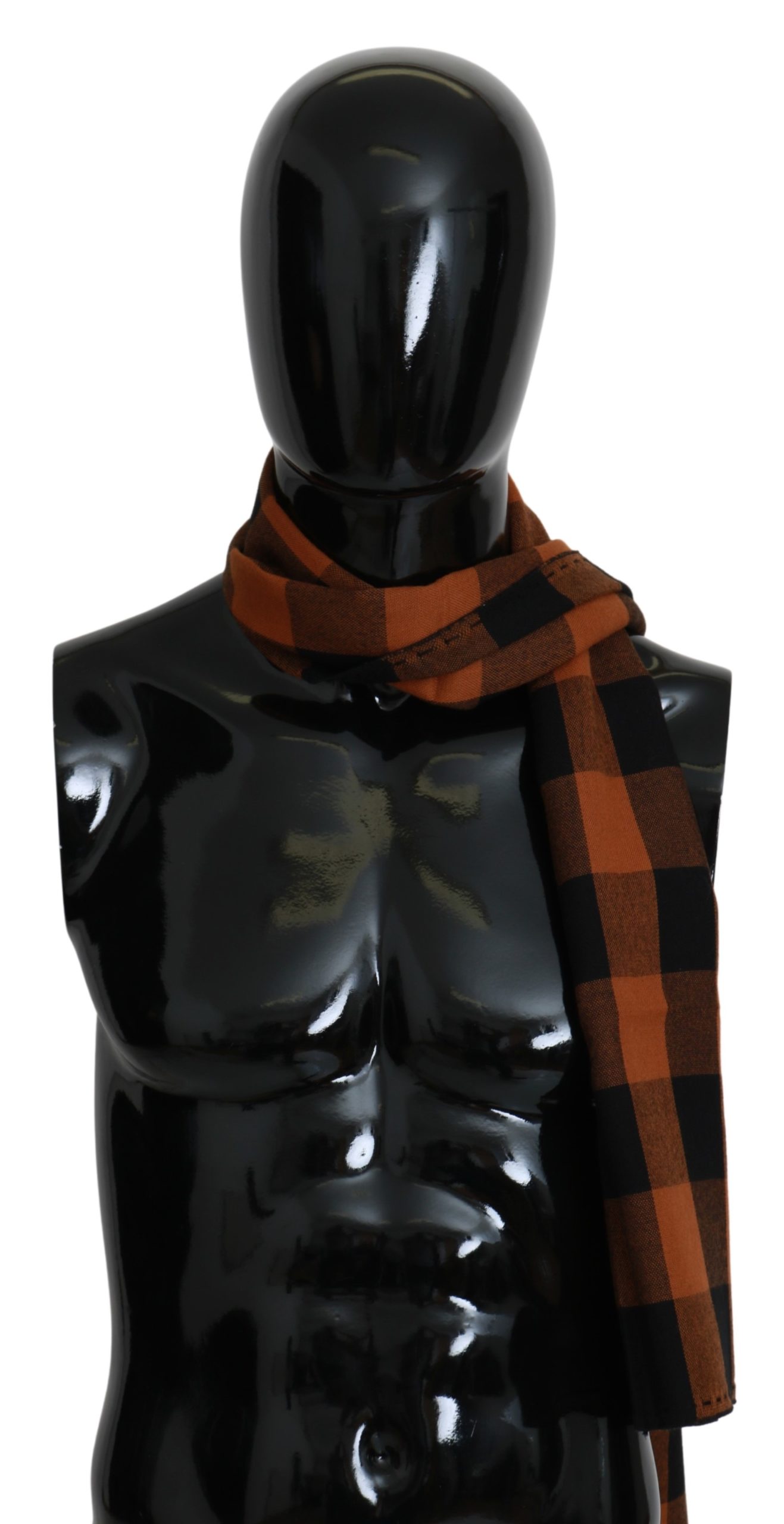 Costume National Men's Check Neck Wrap Scarf Orange MS1537
