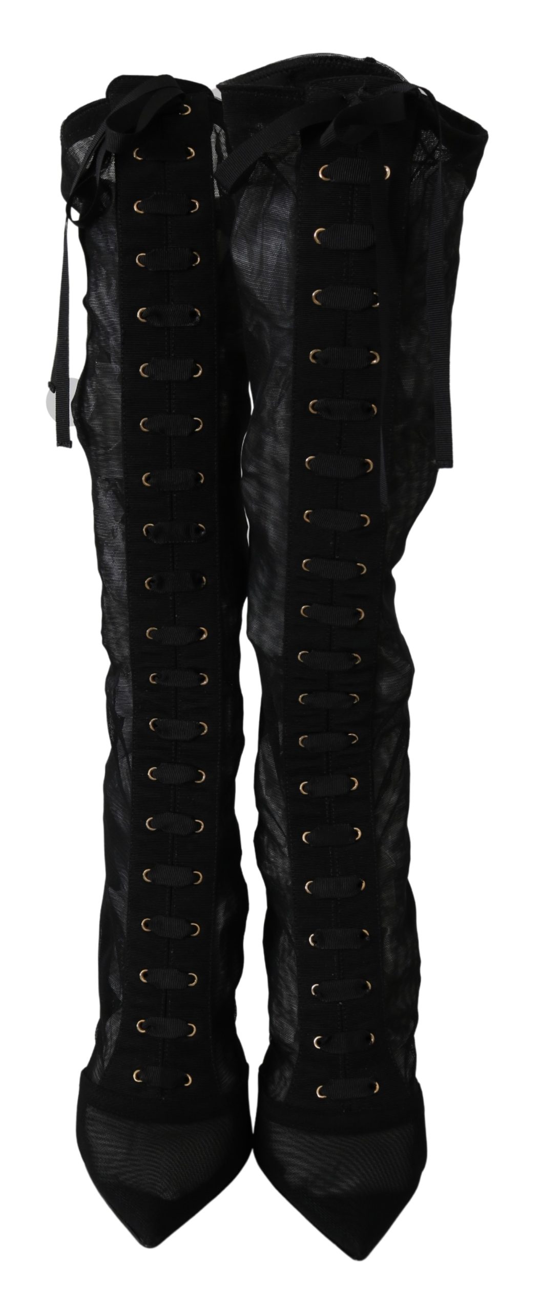 Black Tulle Stretch Knee Socks Shoes Boots - EU40/US9.5