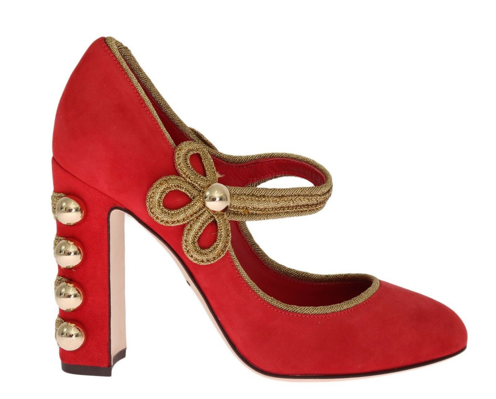 Dolce & Gabbana Women's Suede Studs Mary Janes Heel Red LA4070 - EU36/US5.5