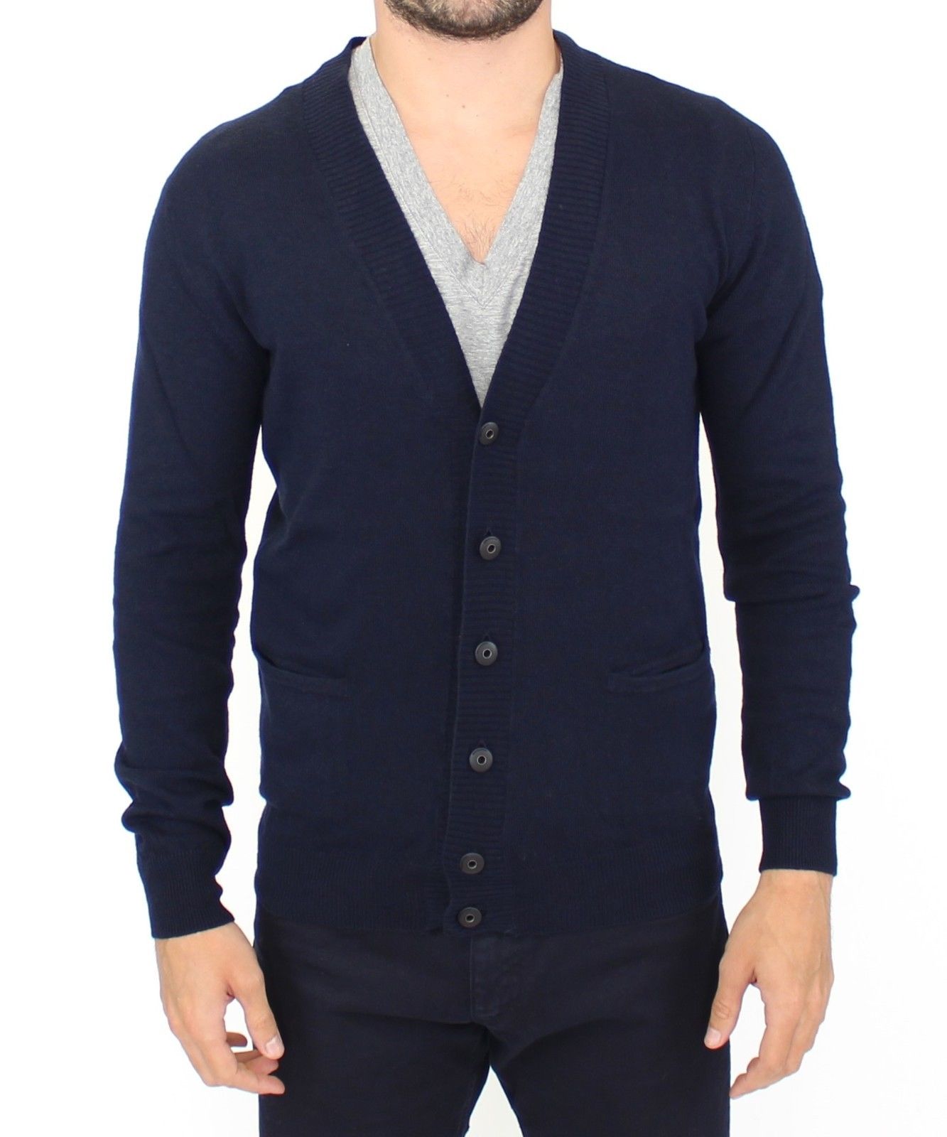 Ermanno Scervino Men's Cashmere Cardigan Blue SIG10106 - IT50 | M
