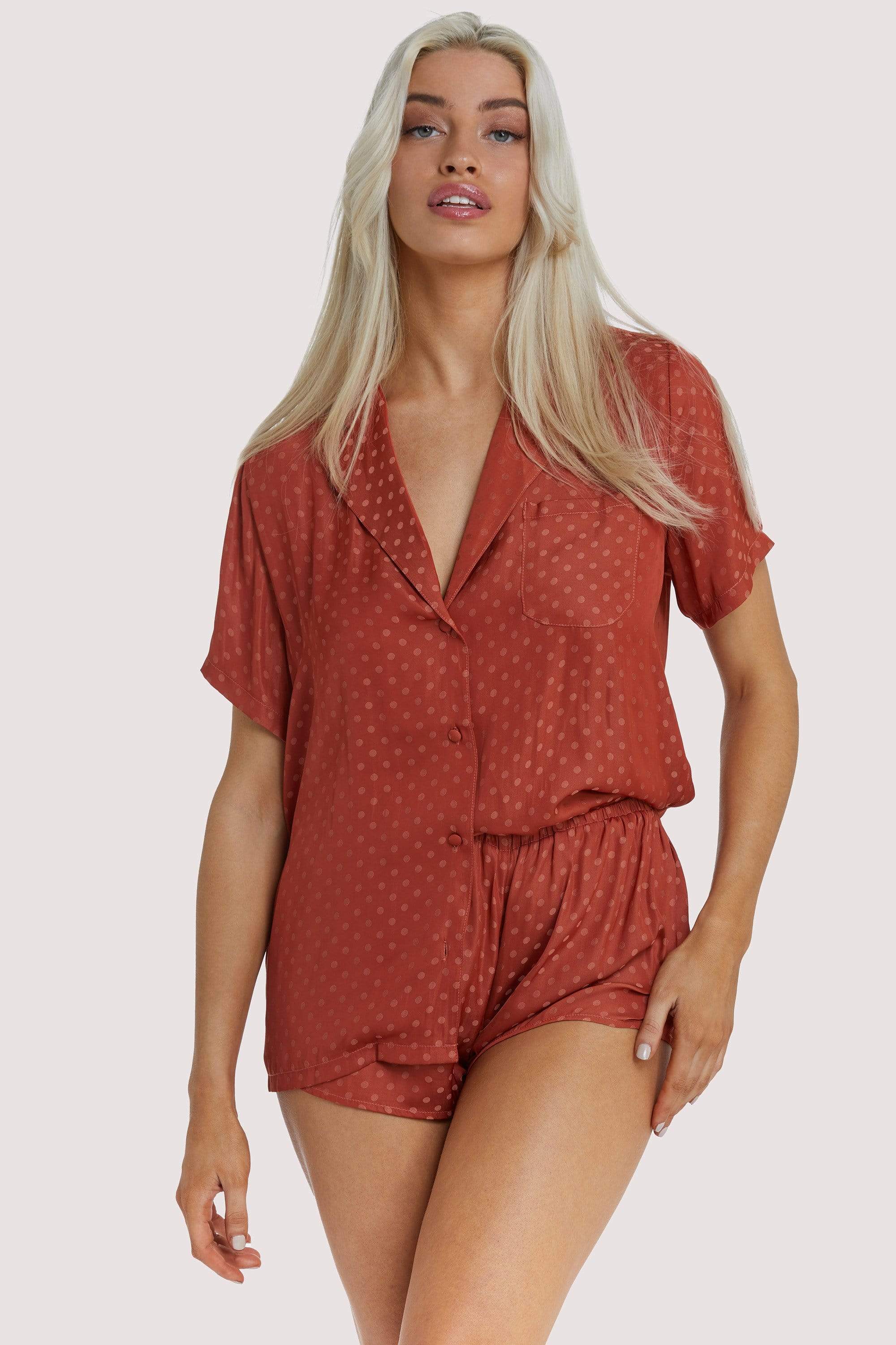 Wolf & Whistle Rust Spot Satin Pyjama Set UK 10 / US 6