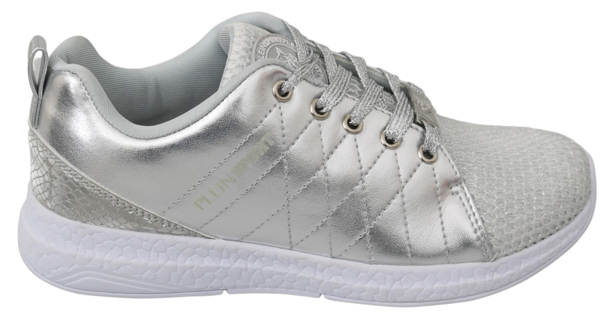 Philipp Plein Women's Gisella Silver Polyester Trainer Silver LA7174 - EU37/US6.5