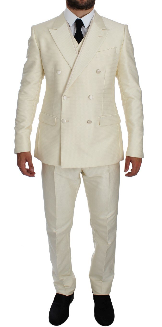 Dolce & Gabbana Men's Slim Double Breasted 3 Piece Suit White GTT10175 - IT50 | L
