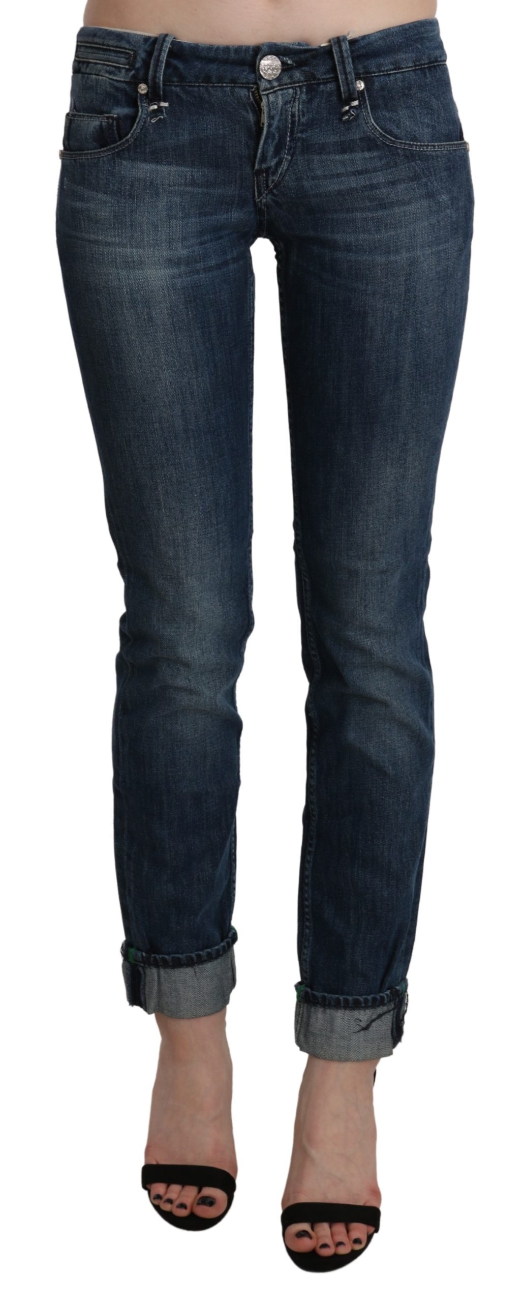Blue Washed Low Waist Skinny Denim Slim Trouser - W26