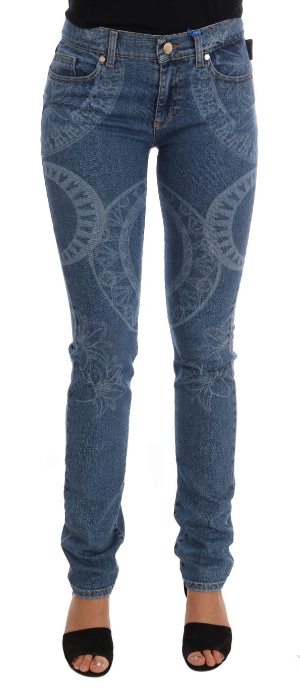 Versace Jeans Women's Wash Print Stretch Slim Fit Jeans Blue PAN60772 - W27