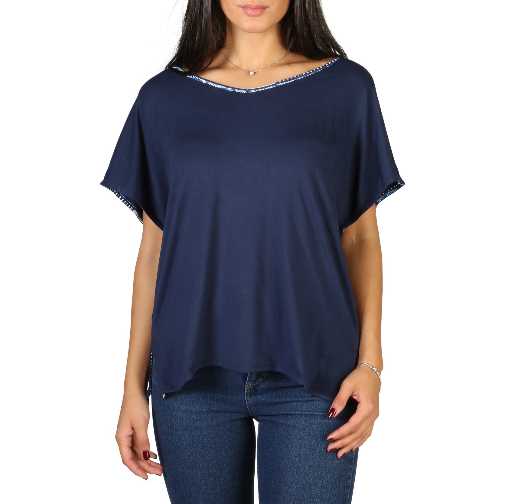 EA7 Women's T-Shirt White 3YTT53 - blue XS