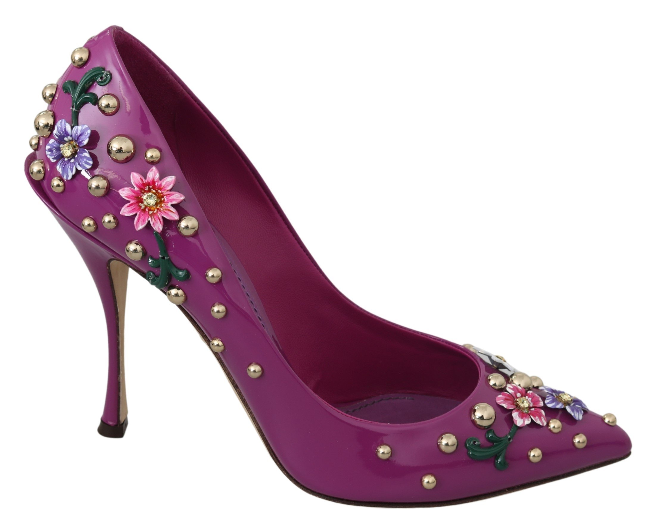 Dolce & Gabbana Women's Floral Crystal Studded Pumps Violet LA6928 - EU39/US8.5
