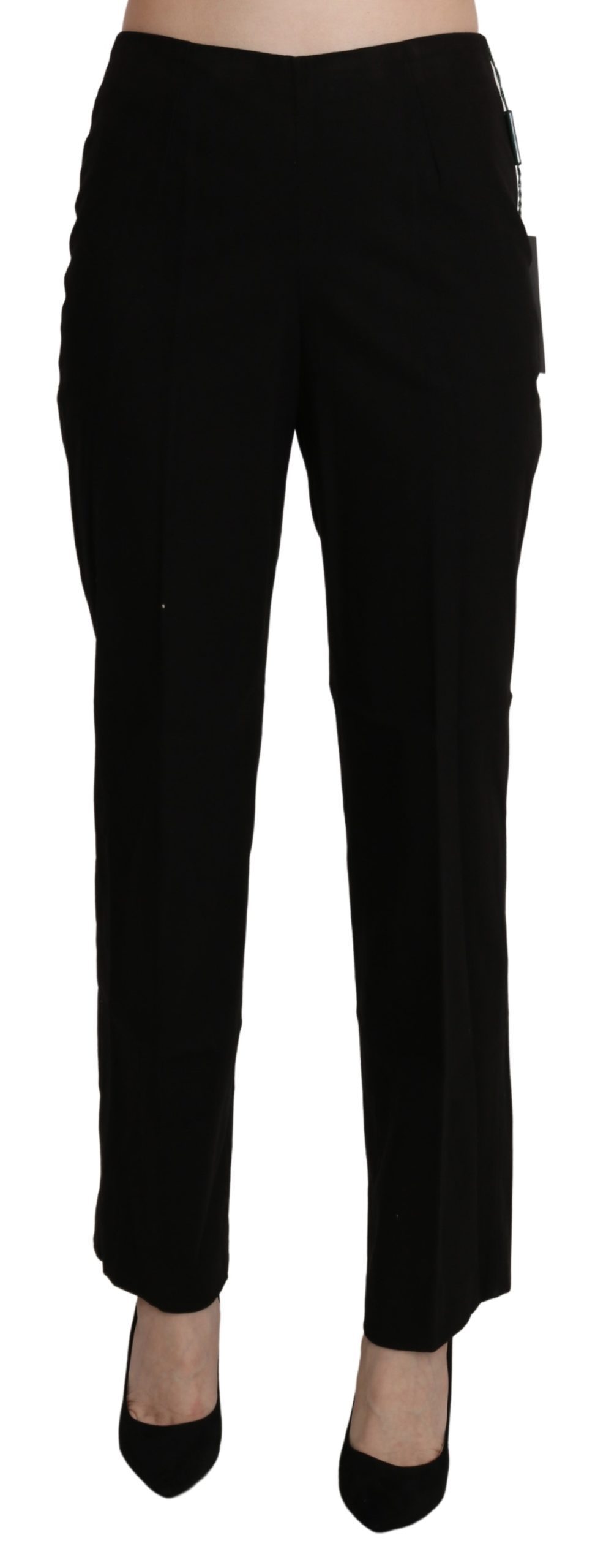 BENCIVENGA Women's High Waist Straight Cropped Trousers Black PAN71372-42 - IT48|XXL
